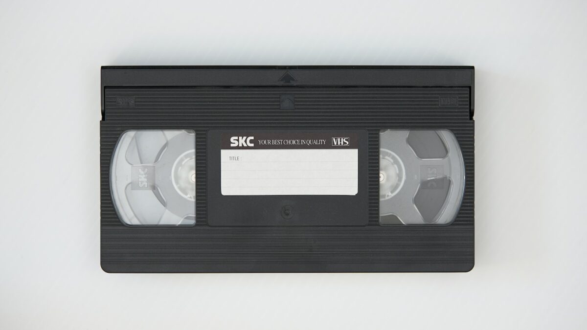 black cassette tape on white textile